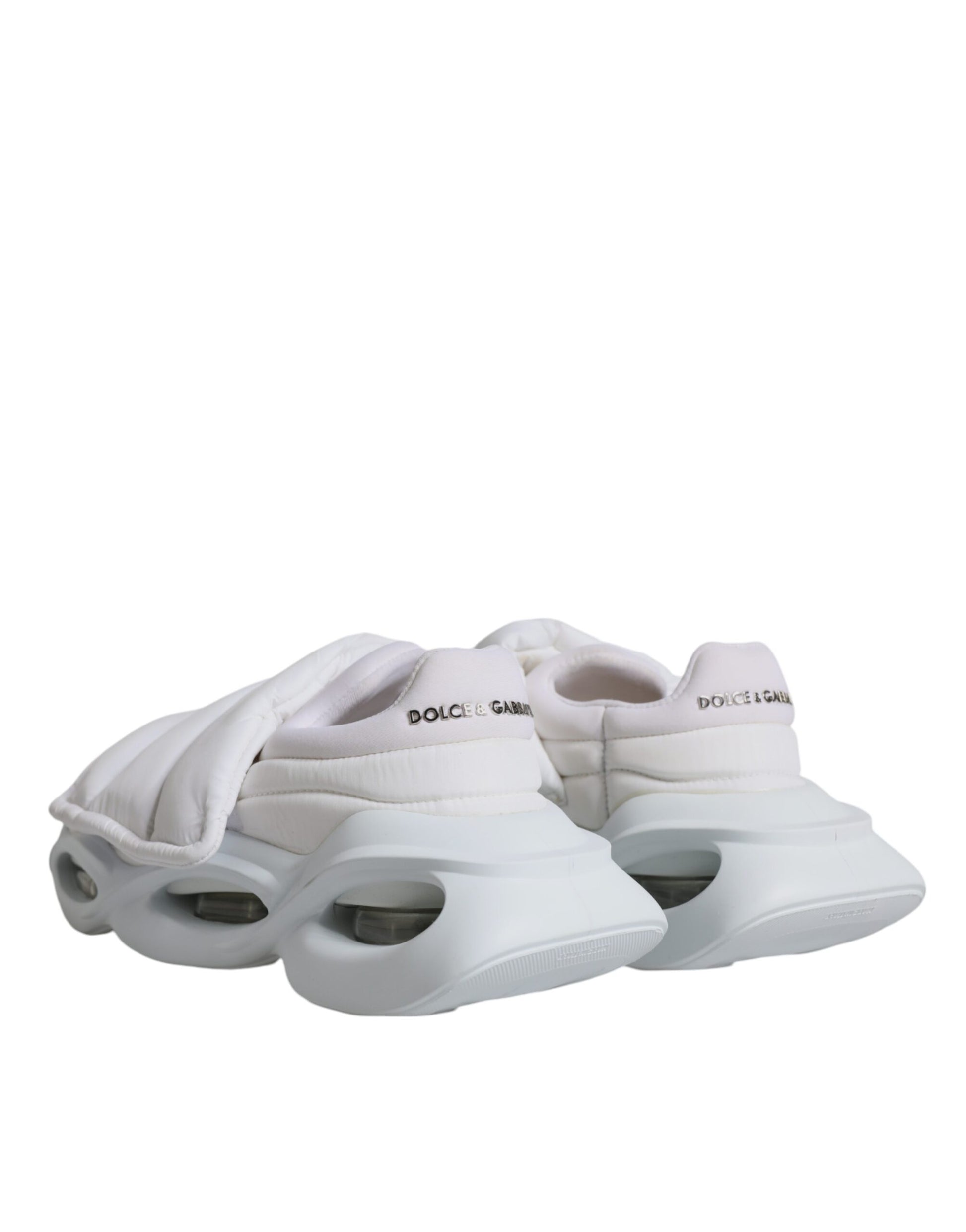 Weiße gepolsterte Stoff Low Top Sneakers Schuhe