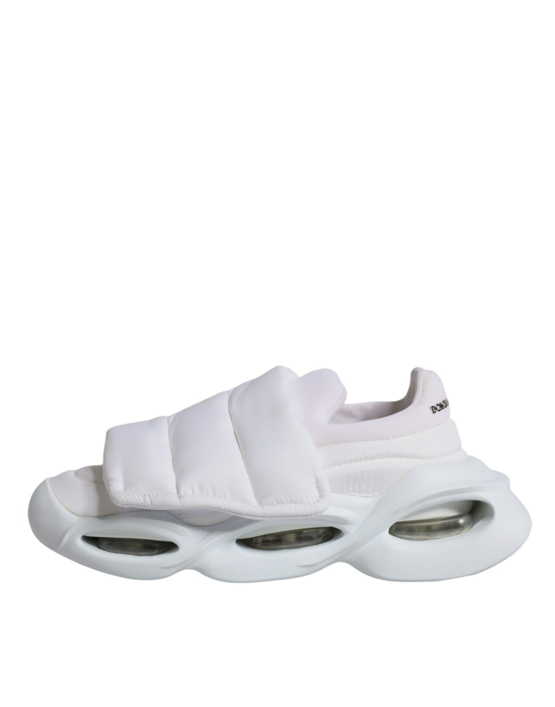 Weiße gepolsterte Stoff Low Top Sneakers Schuhe