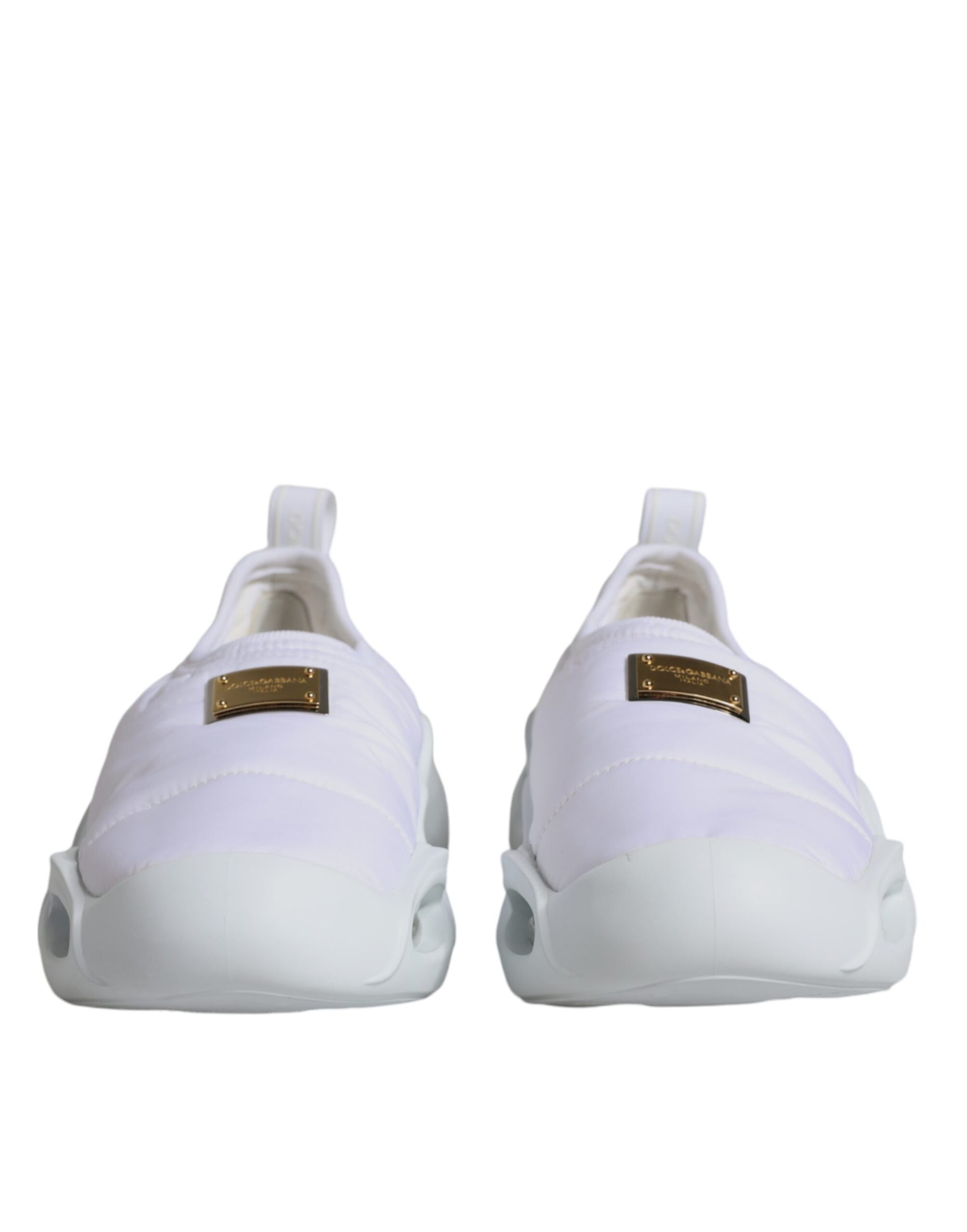 Weiße gepolsterte Stoff Low Top Sneakers Schuhe