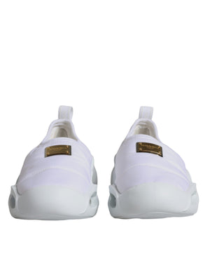 Weiße gepolsterte Stoff Low Top Sneakers Schuhe