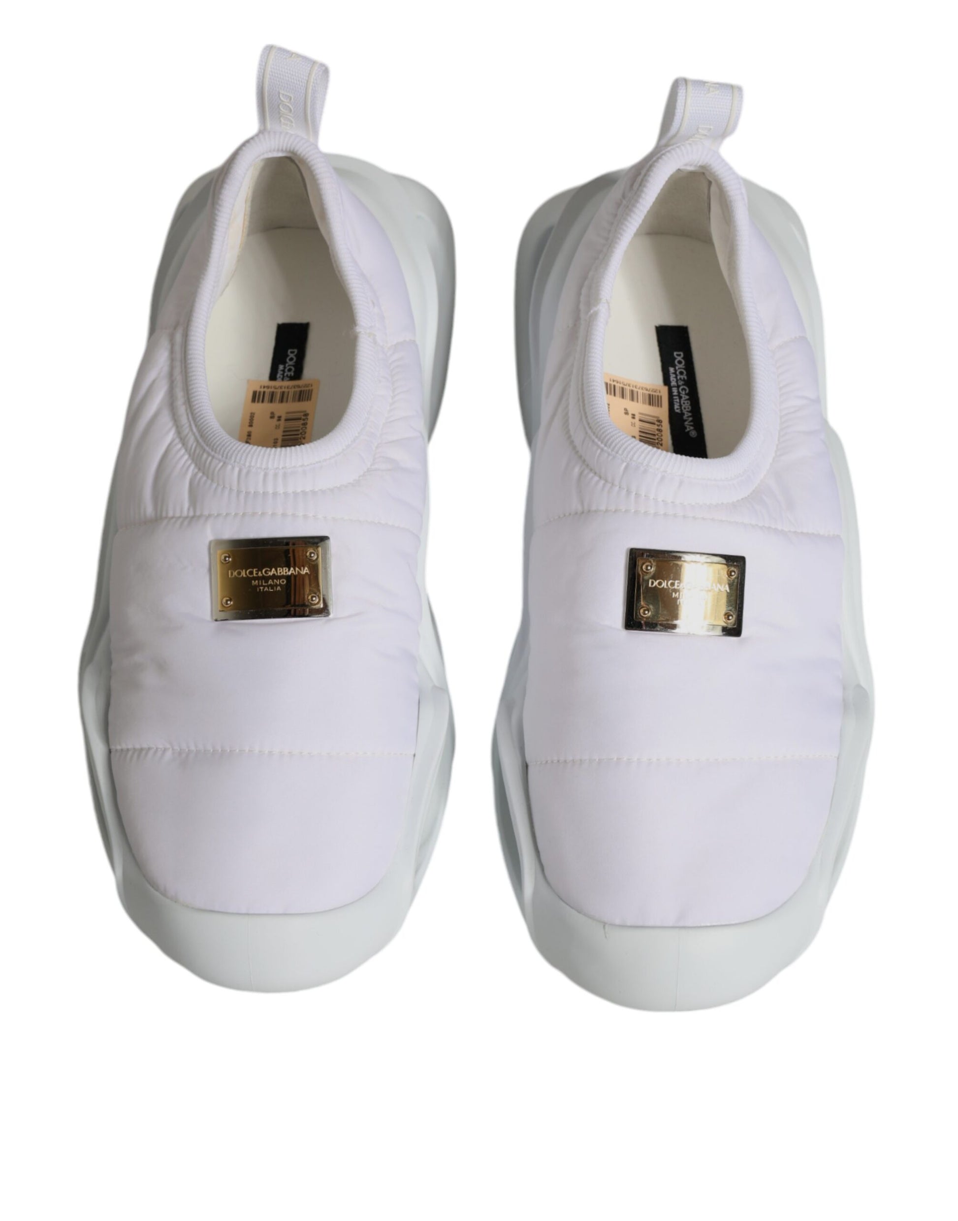 Weiße gepolsterte Stoff Low Top Sneakers Schuhe