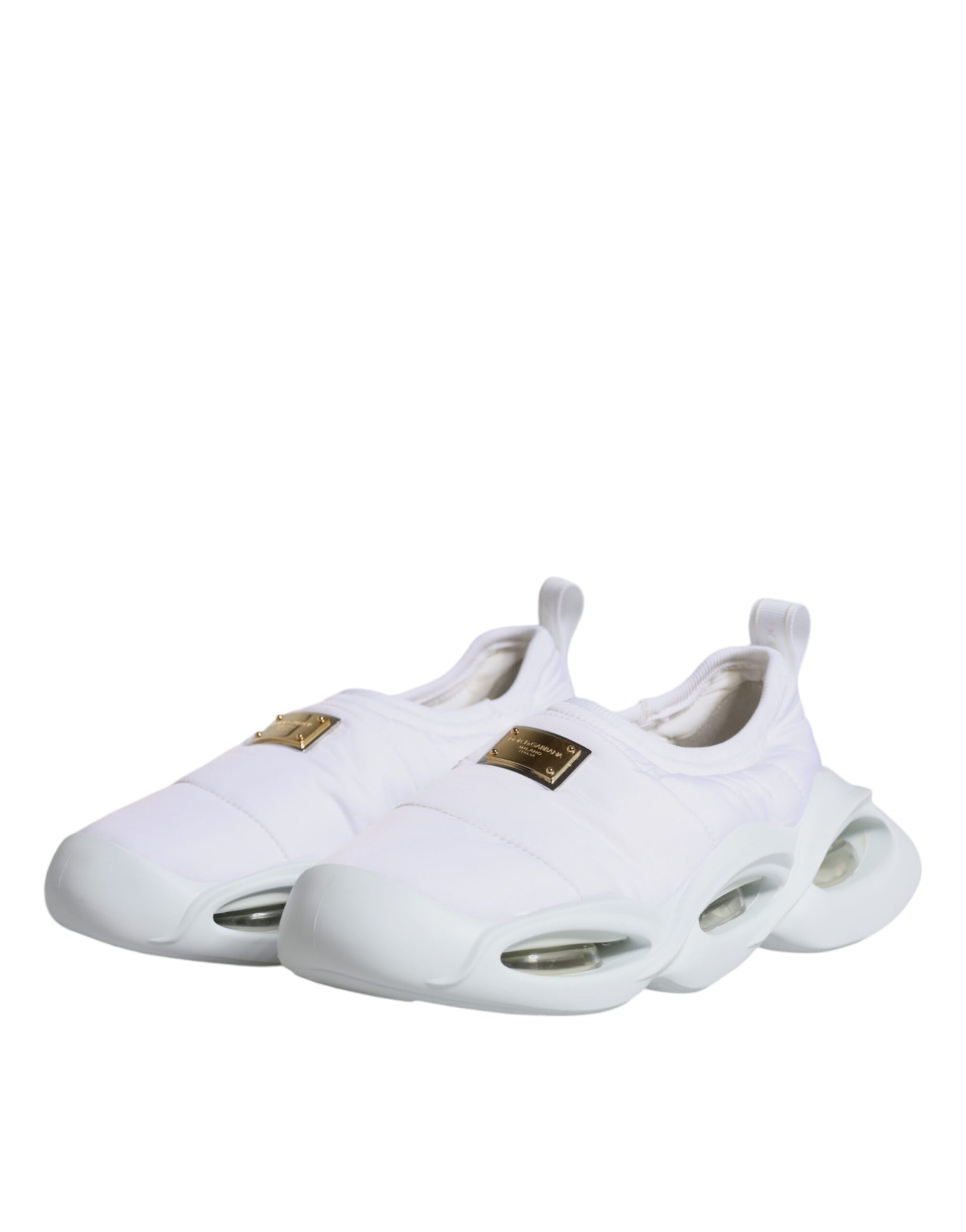 Weiße gepolsterte Stoff Low Top Sneakers Schuhe