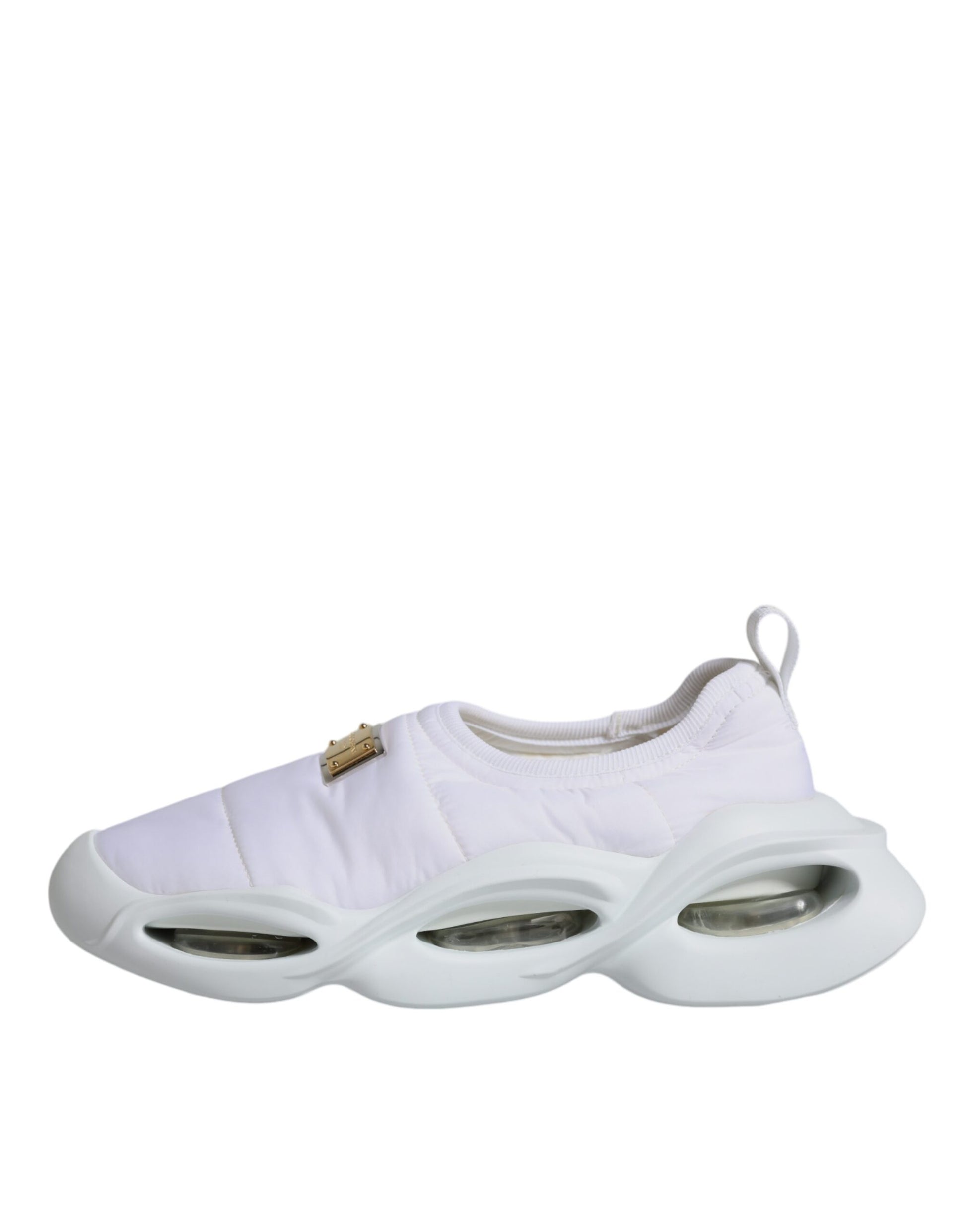 Weiße gepolsterte Stoff Low Top Sneakers Schuhe