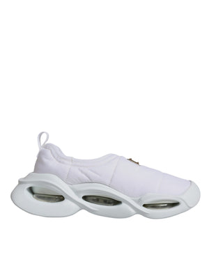 Weiße gepolsterte Stoff Low Top Sneakers Schuhe
