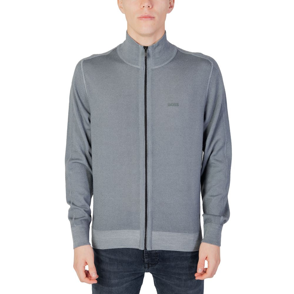 Graue Wollstrickjacke