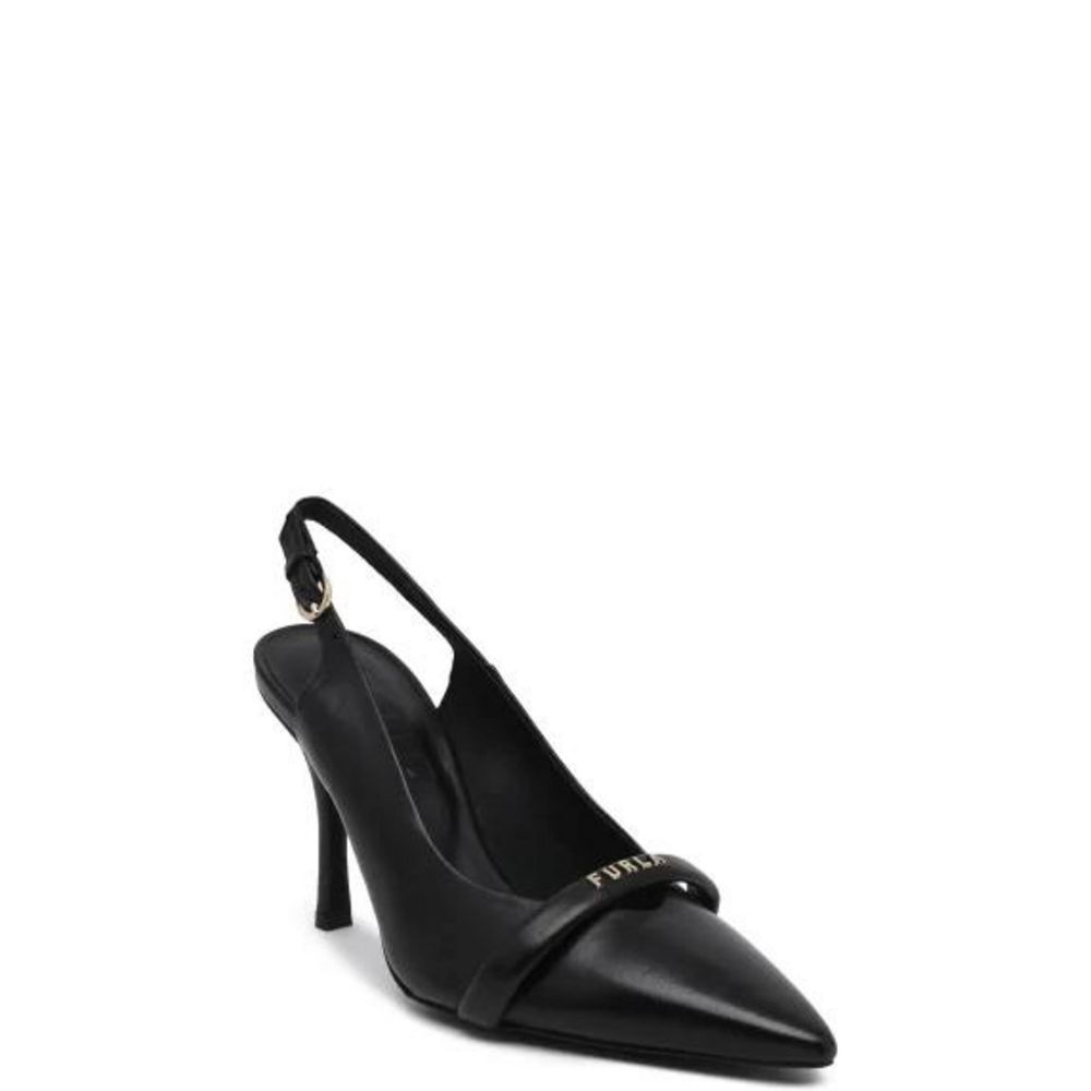 Schwarzer Leder-High-Heel