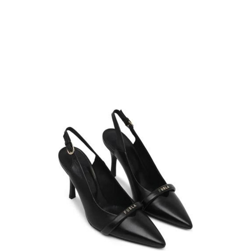 Schwarzer Leder-High-Heel