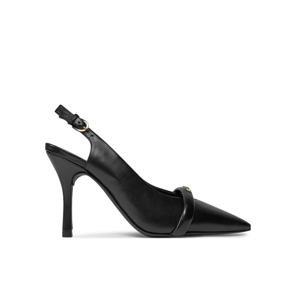 Schwarzer Leder-High-Heel