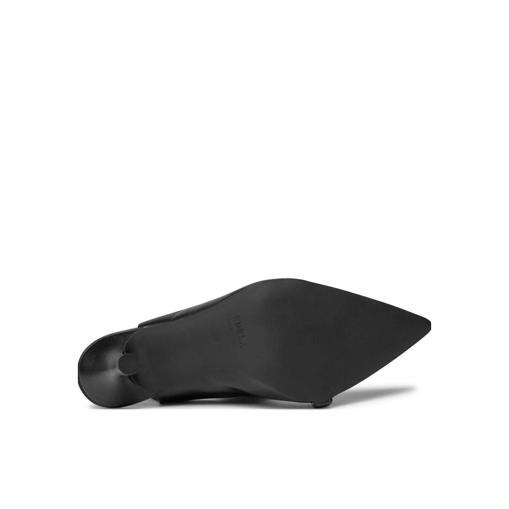Schwarzer Leder-High-Heel