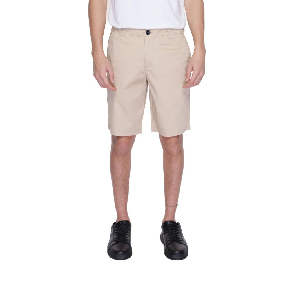 Beige Baumwoll-Bermuda