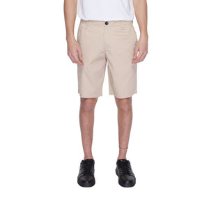 Beige Baumwoll-Bermuda