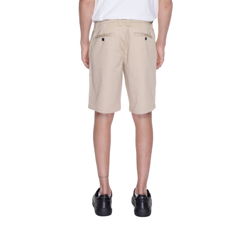 Beige Baumwoll-Bermuda