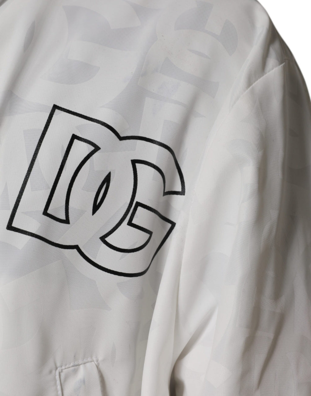 Weiße Parka-Trenchcoatjacke aus Polyester mit Kapuze