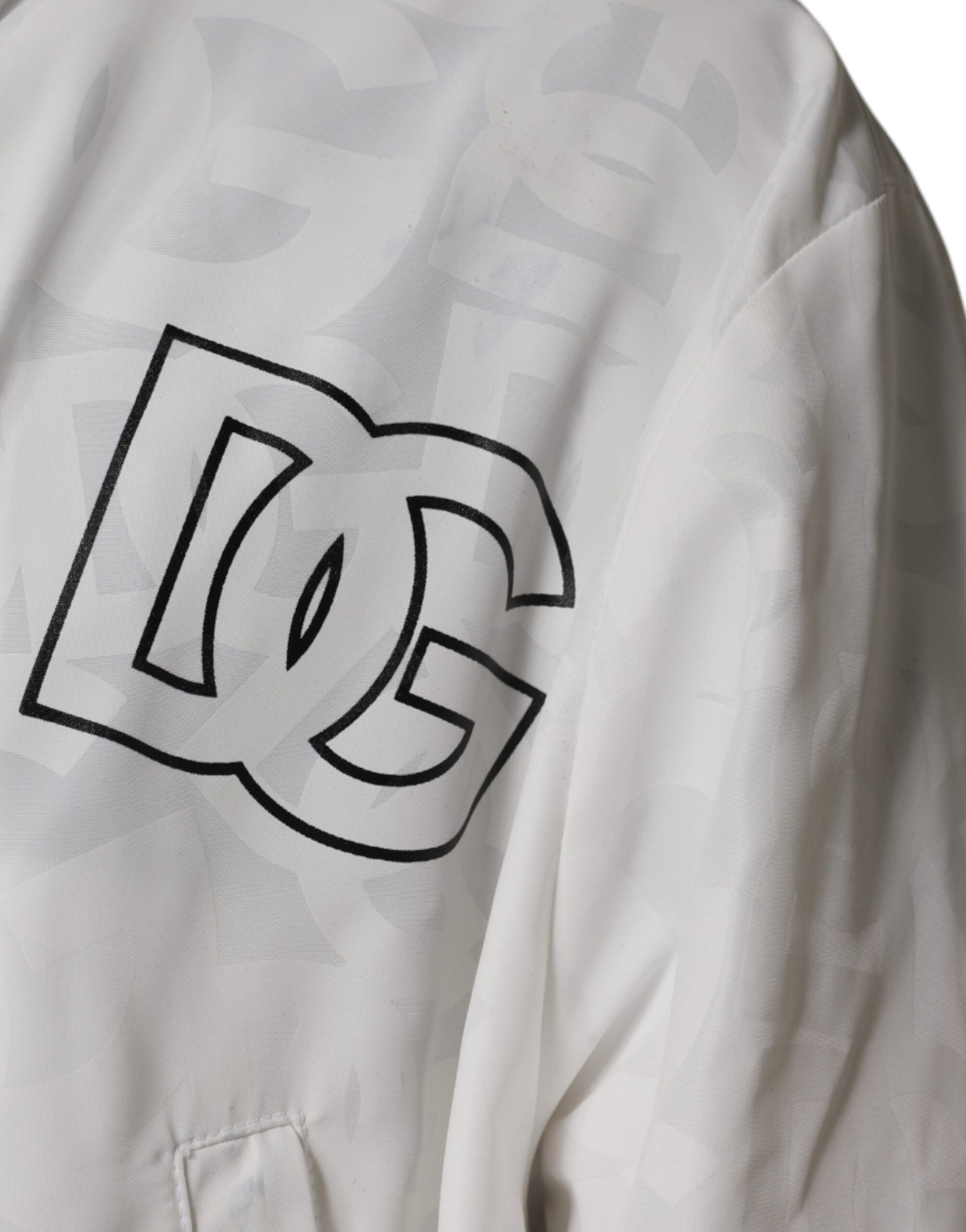 Weiße Parka-Trenchcoatjacke aus Polyester mit Kapuze