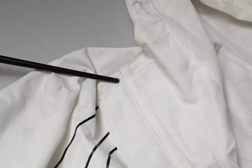 Weiße Parka-Trenchcoatjacke aus Polyester mit Kapuze