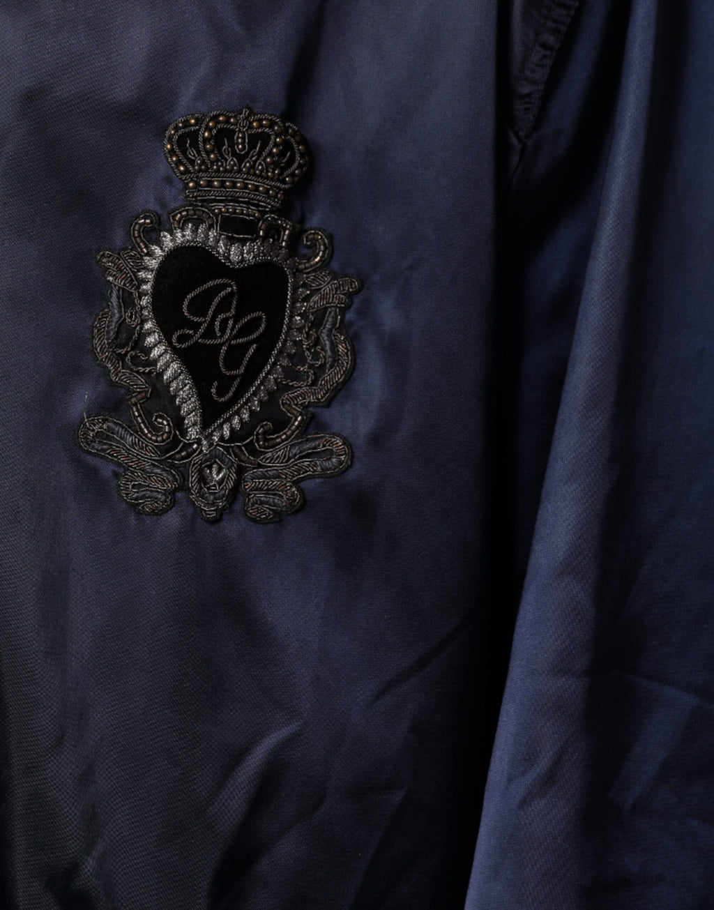 Blue Crown Heart Herren-Bomberjacke mit durchgehendem Reißverschluss