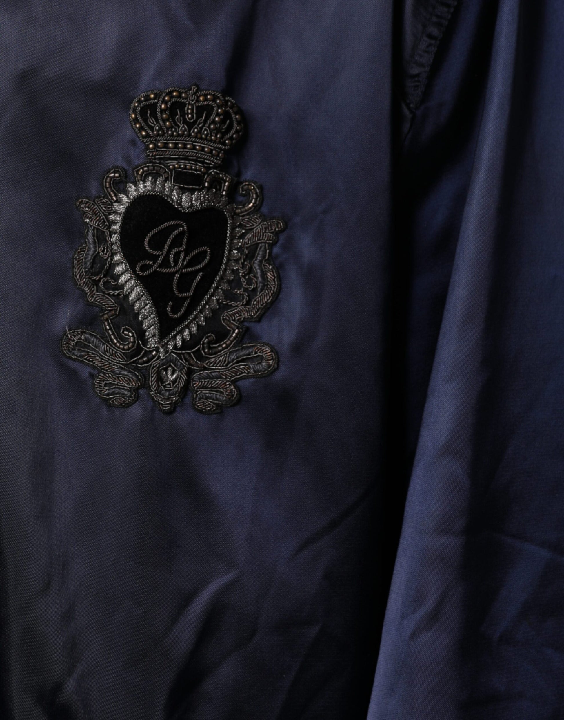 Blue Crown Heart Herren-Bomberjacke mit durchgehendem Reißverschluss