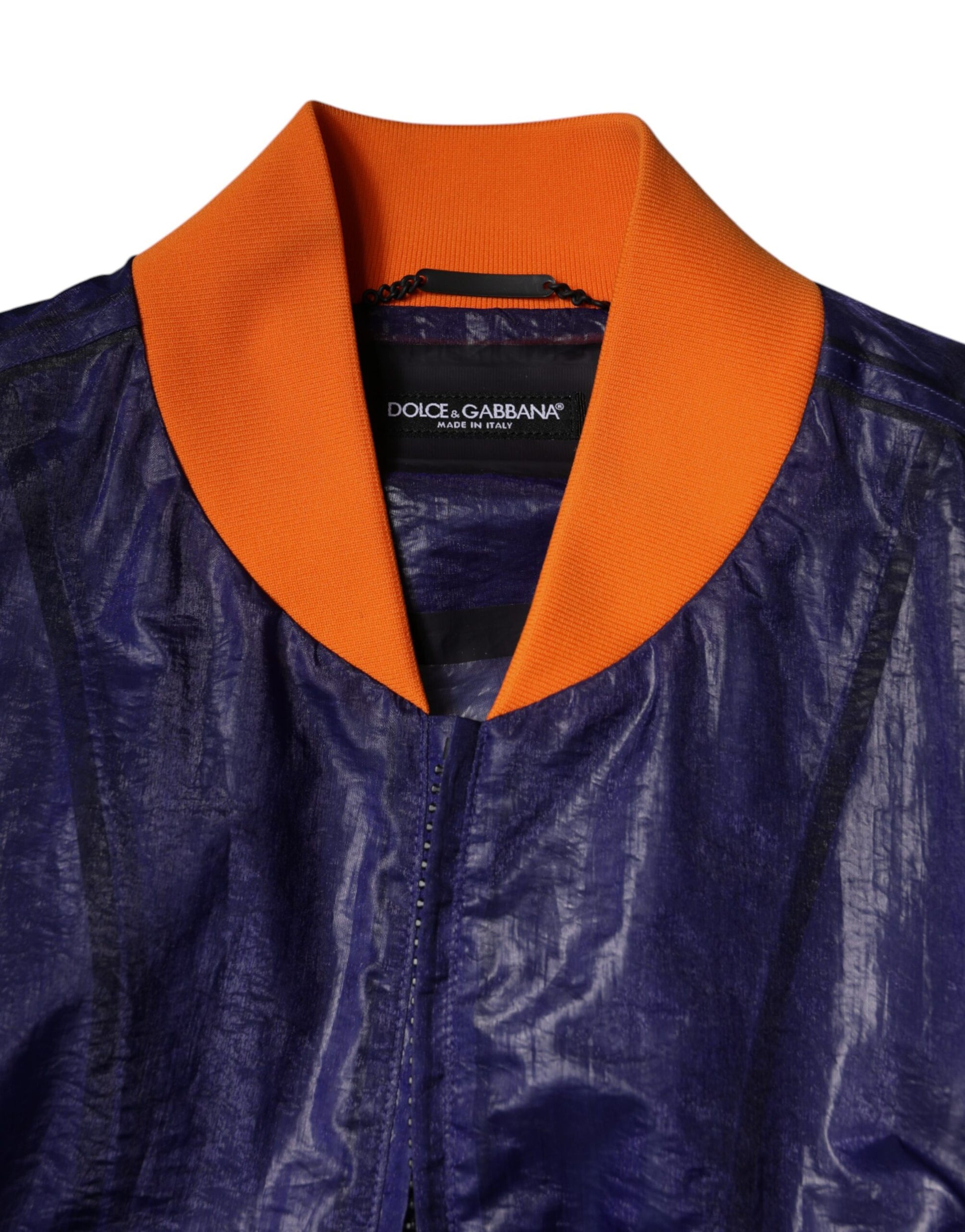 Blaue Bomberjacke aus Baumwollstretch mit durchgehendem Reißverschluss