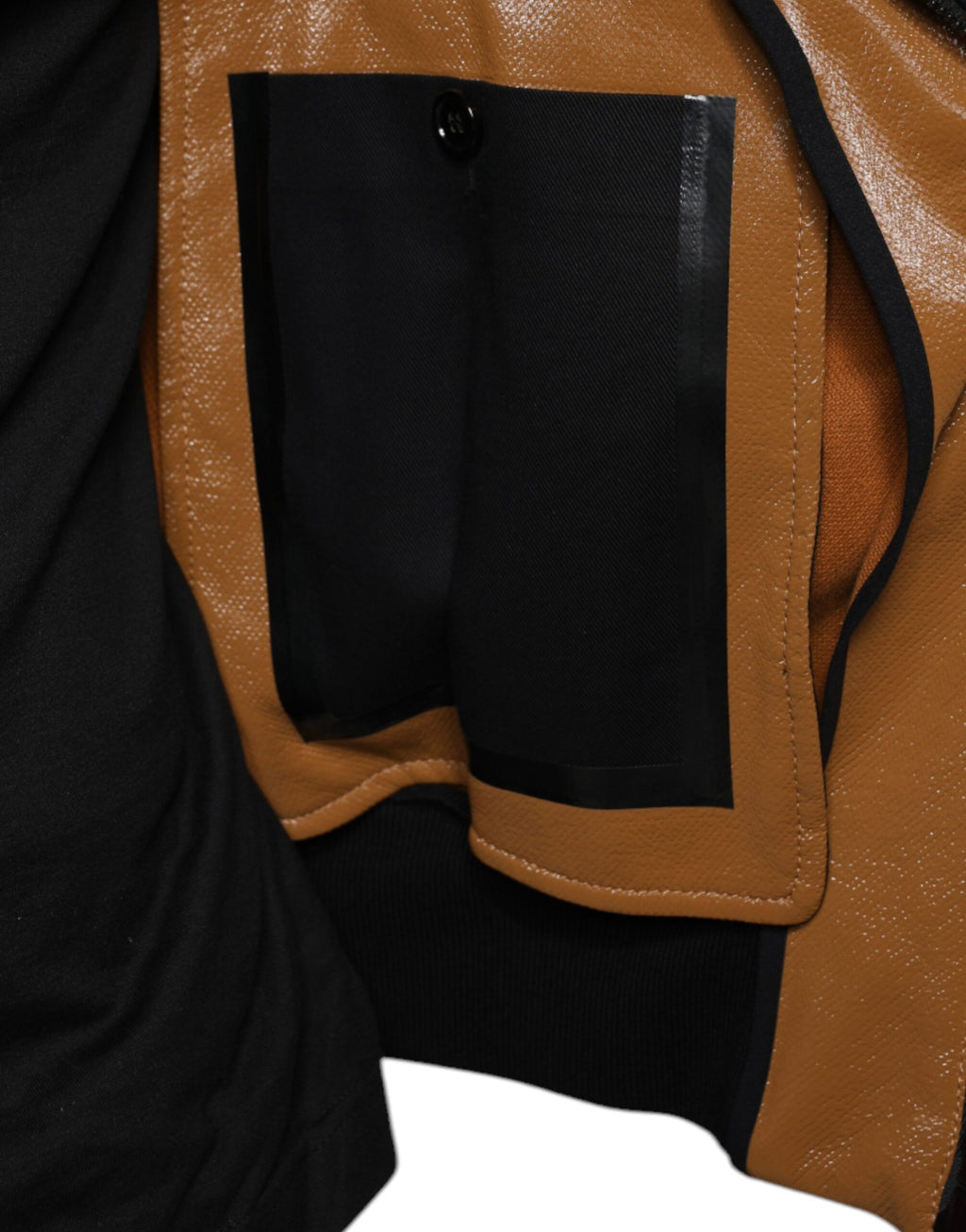 Braune Herren-Bomberjacke aus Leder mit durchgehendem Reißverschluss