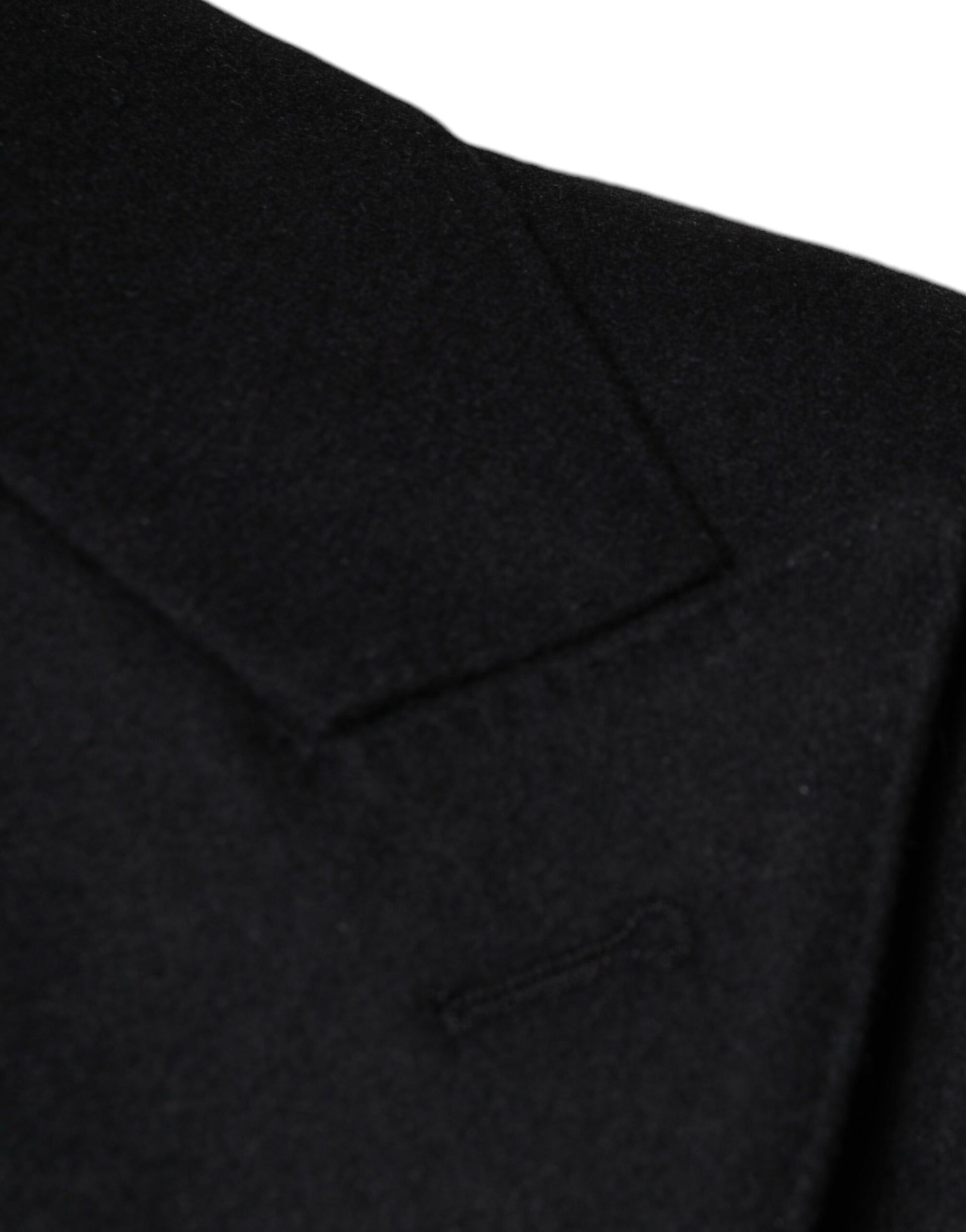 Schwarze zweireihige Wolljacke für Herren