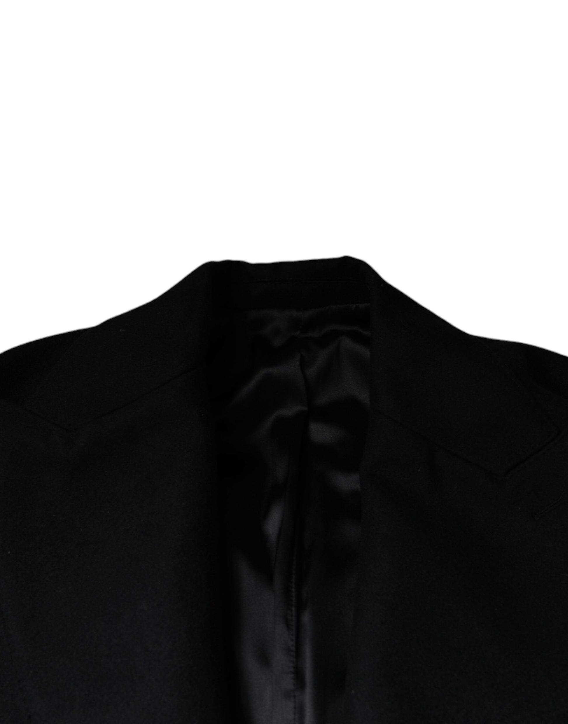 Schwarze zweireihige Wolljacke für Herren