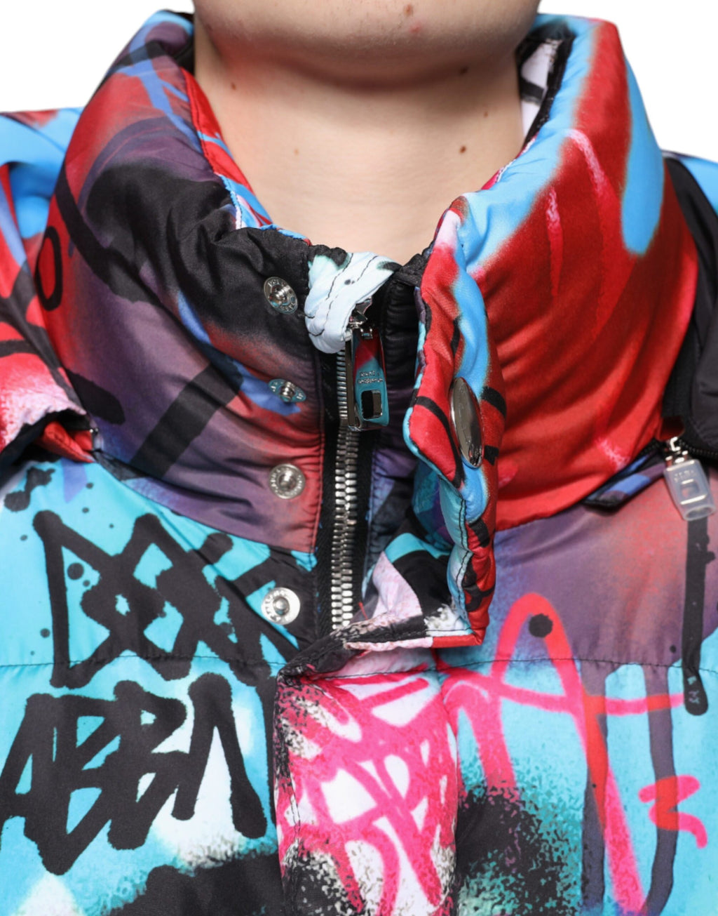 Windjacke mit Kapuze und mehrfarbigem Graffiti-Print