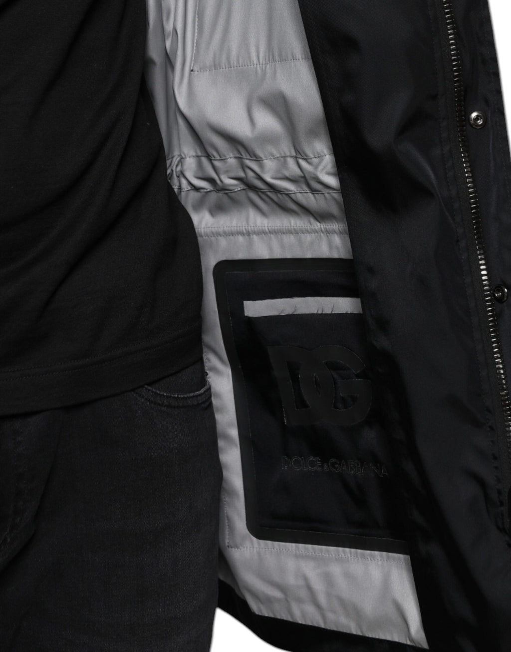 Schwarze Nylon Winter Herren Parka Mantel Jacke