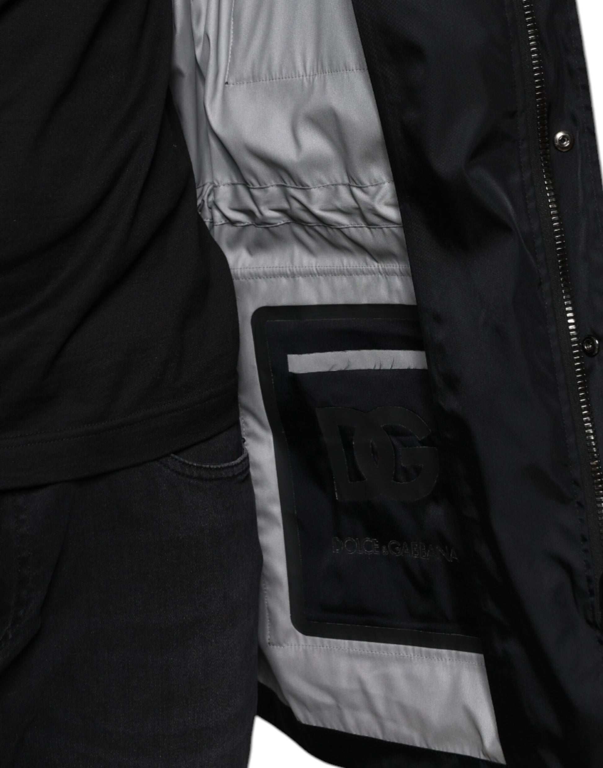 Schwarze Nylon Winter Herren Parka Mantel Jacke