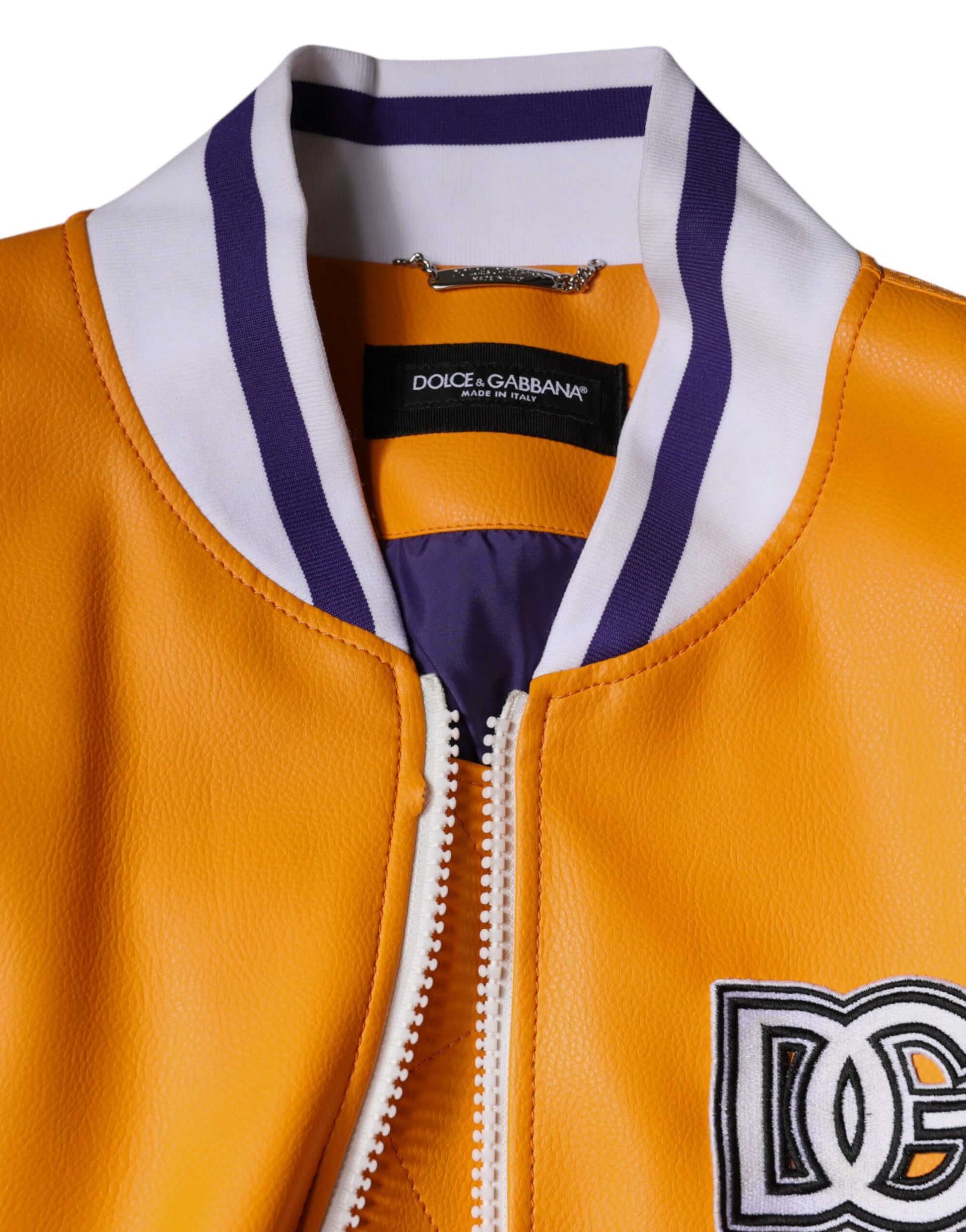 Orange-weiße Jersey-Bomberjacke mit durchgehendem Reißverschluss