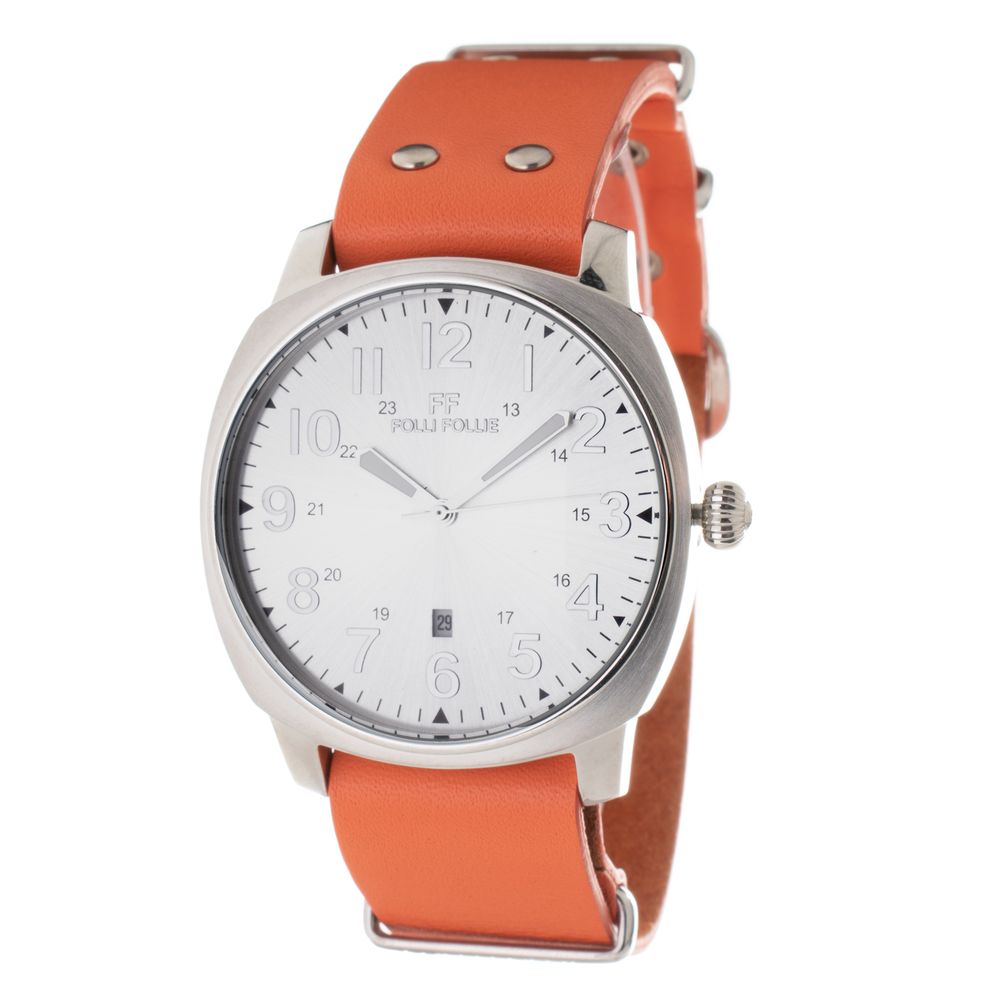 Orangefarbene Lederuhr