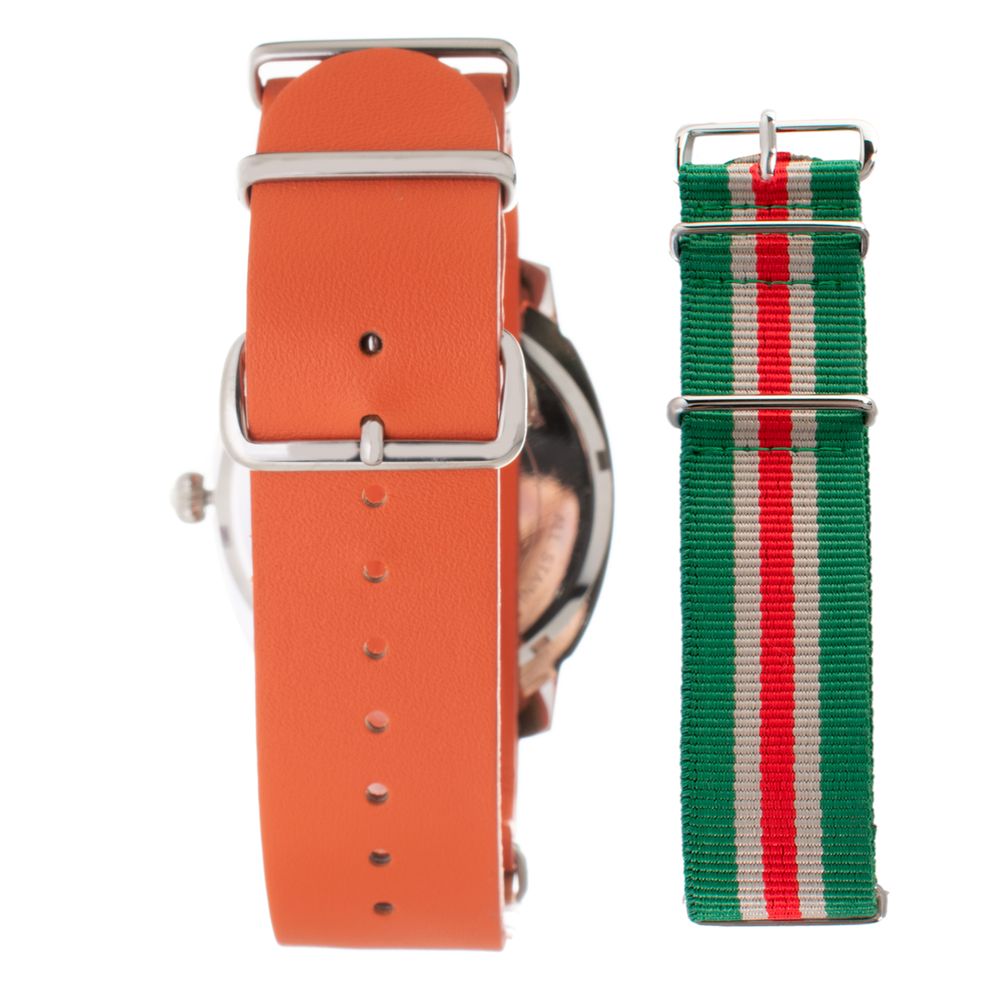 Orangefarbene Lederuhr