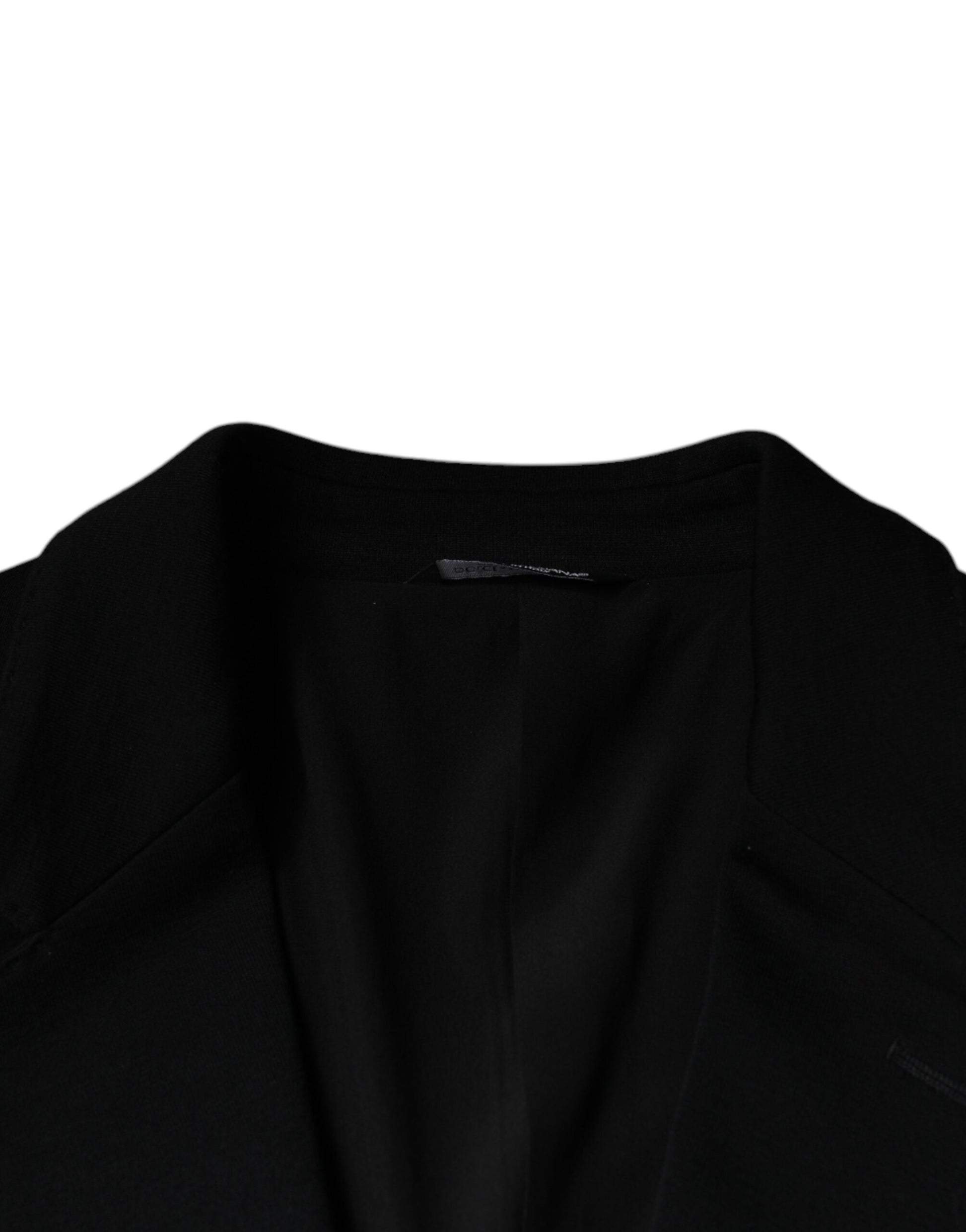 Schwarzer, einreihiger Blazer aus Wolle