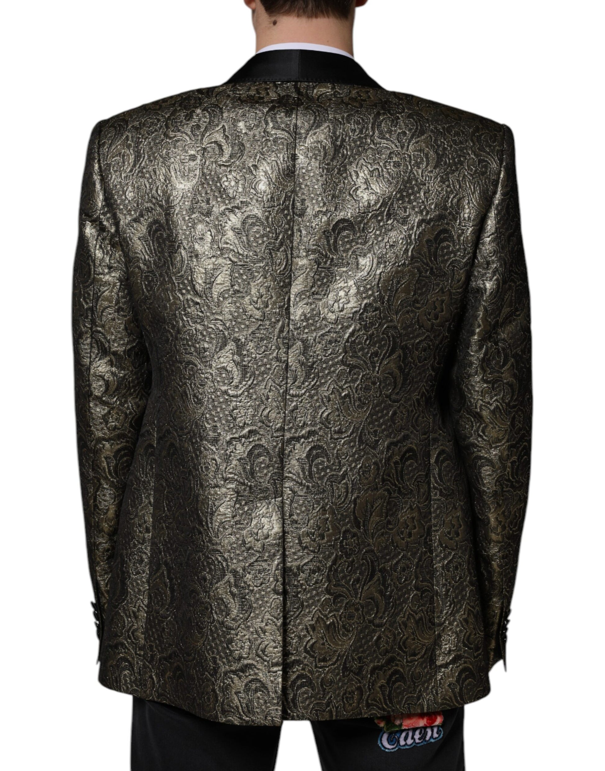 Goldfarbener SICILIA Jacquard-Einreiher-Mantelblazer