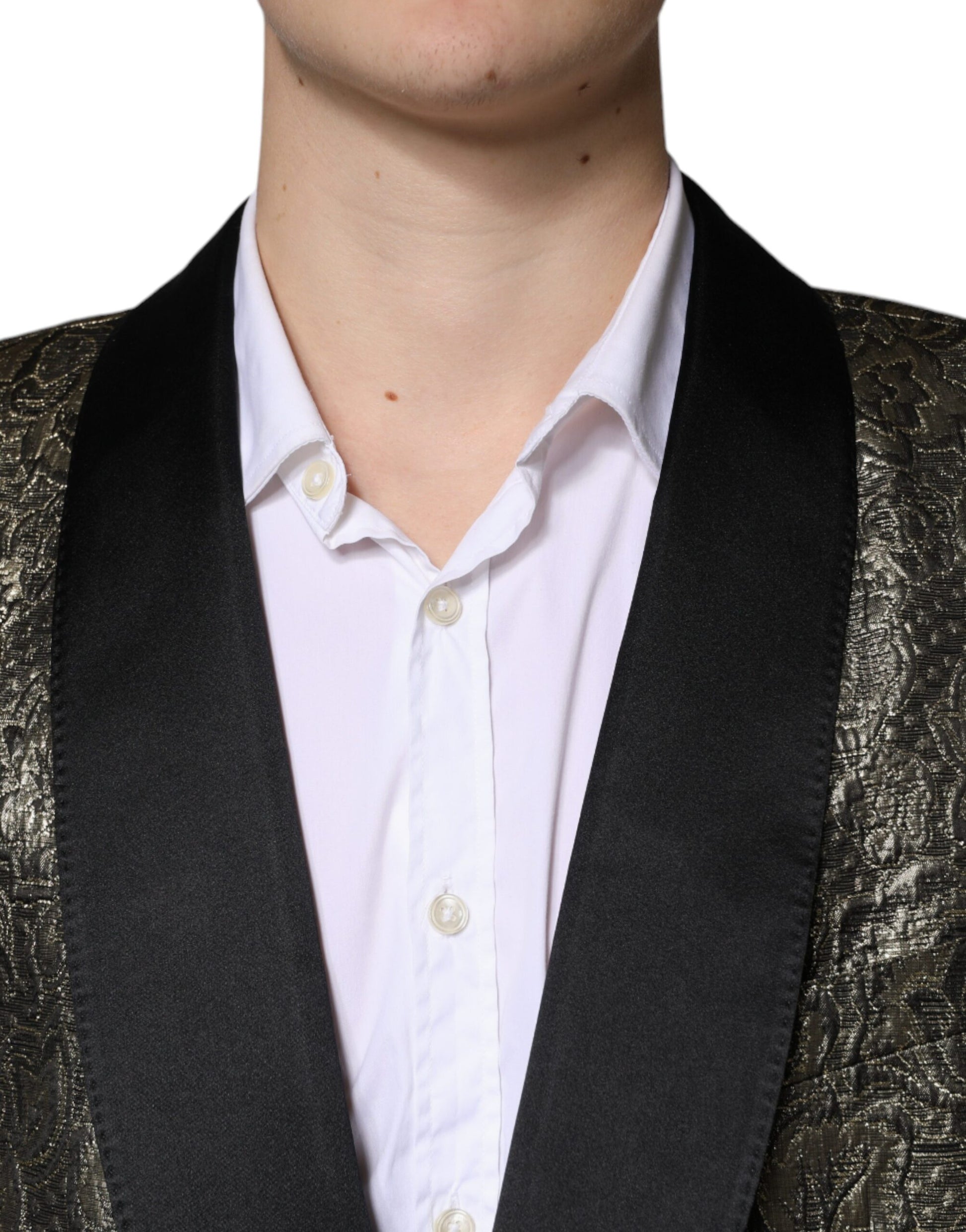 Goldfarbener SICILIA Jacquard-Einreiher-Mantelblazer