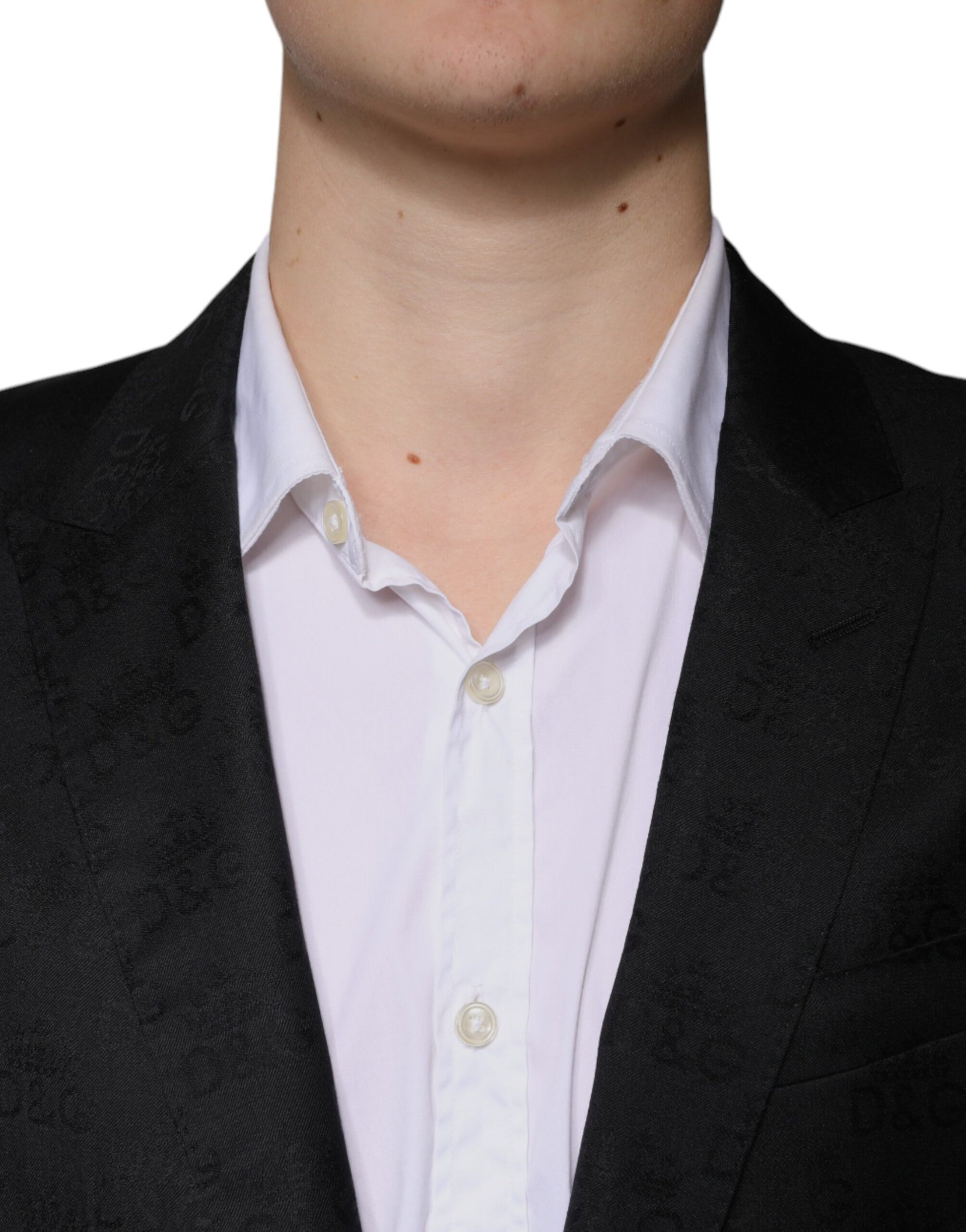 Schwarzer, einreihiger Blazer aus Wolle
