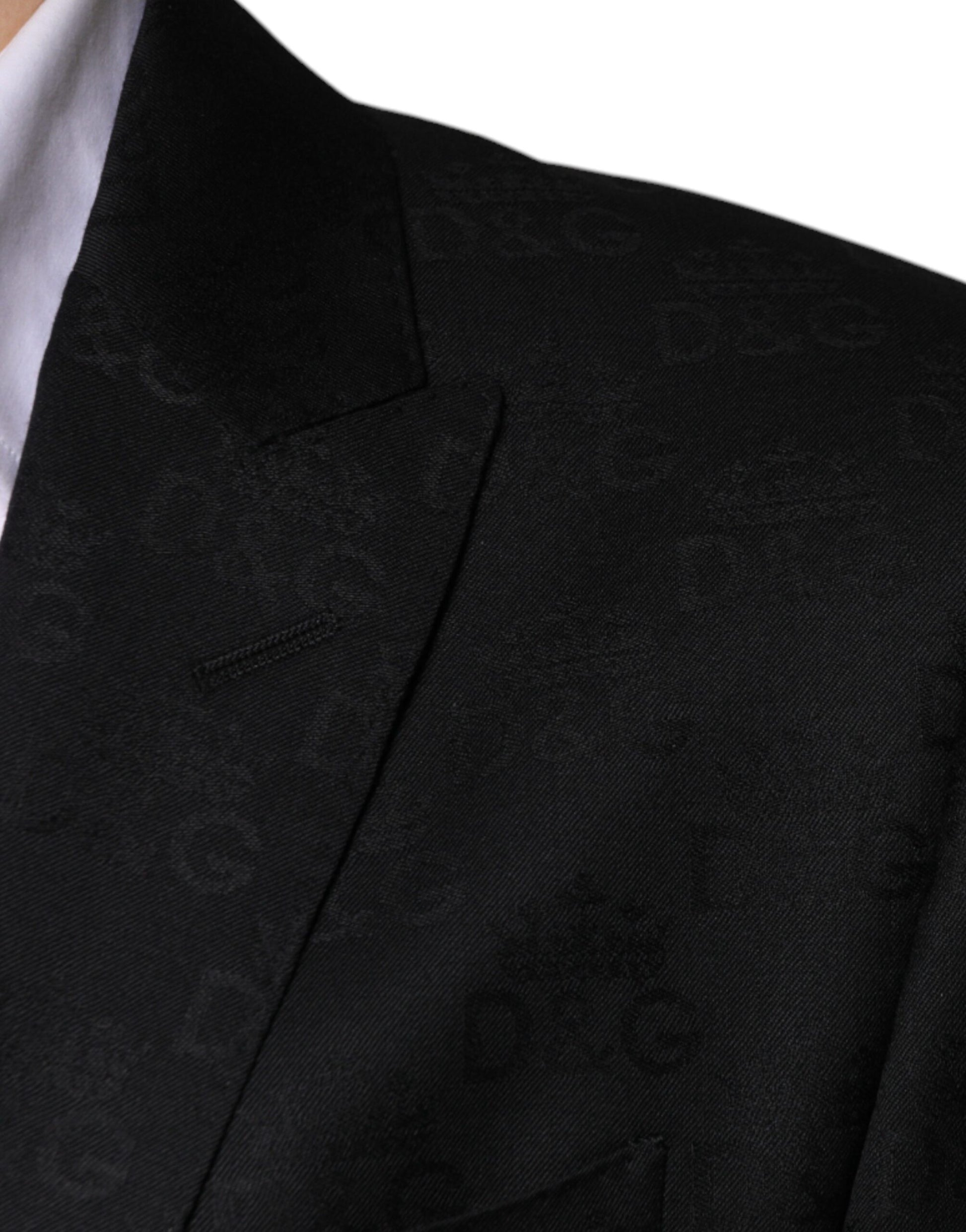 Schwarzer, einreihiger Blazer aus Wolle