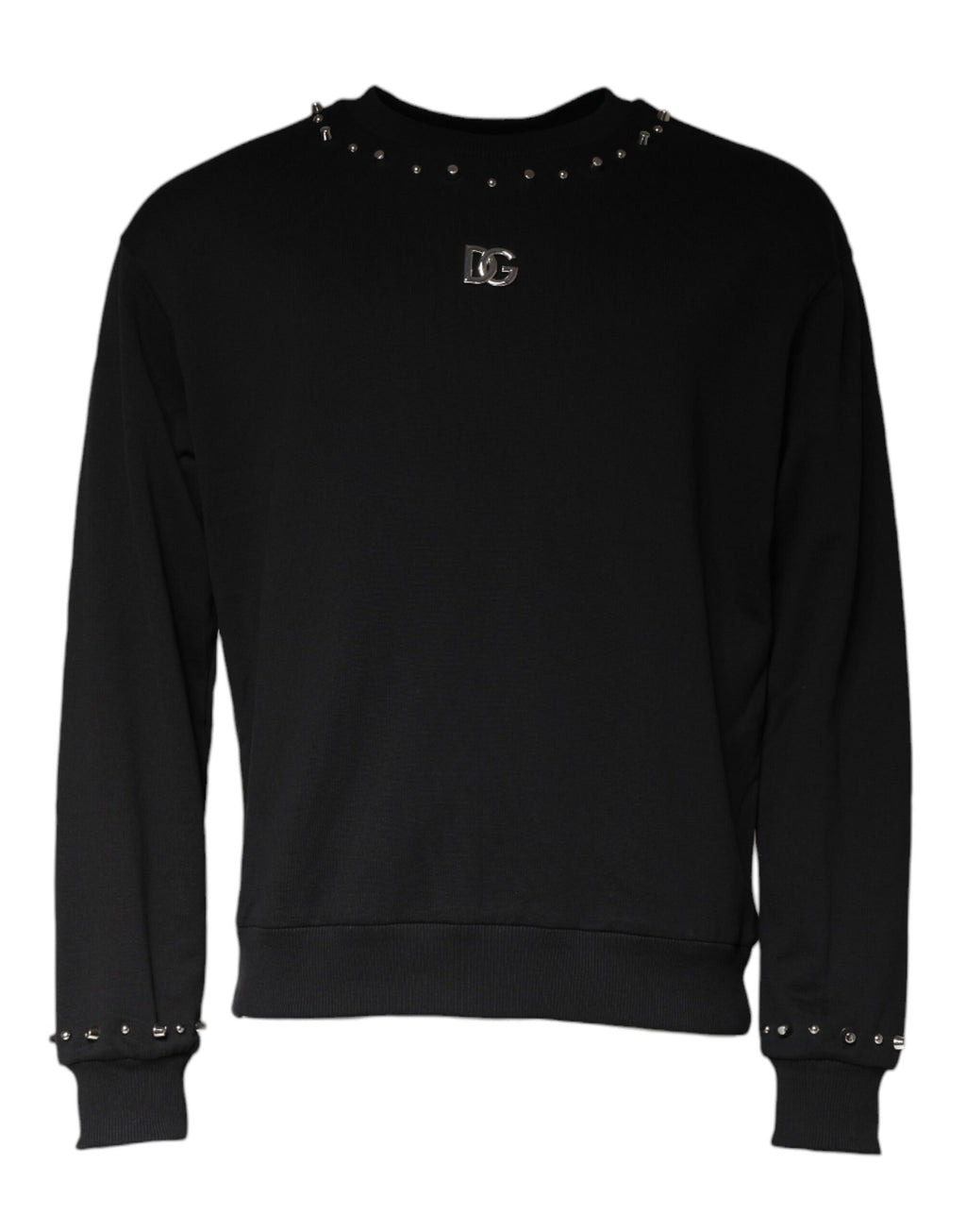 Schwarzer Pullover mit Logo und Nieten