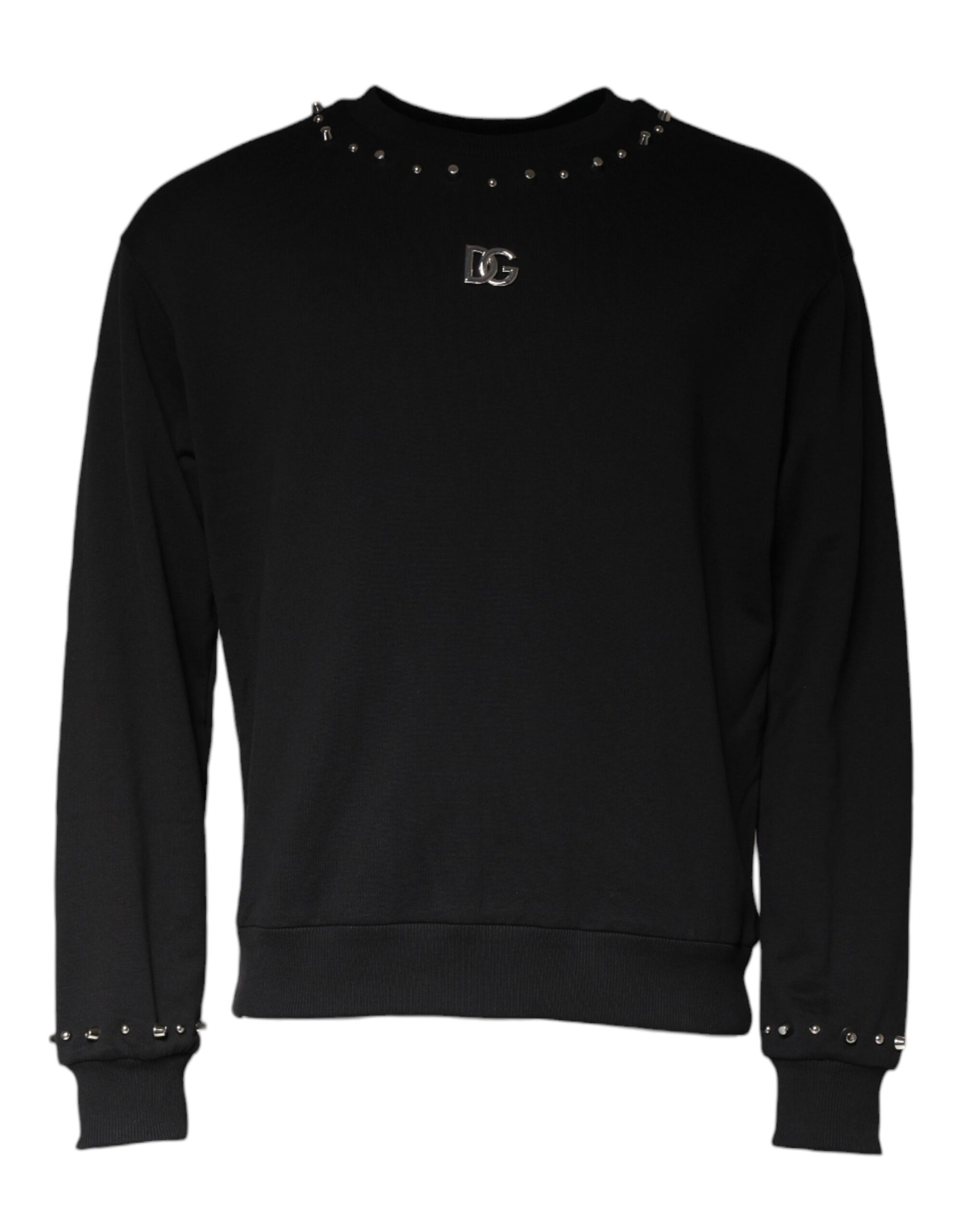 Schwarzer Pullover mit Logo und Nieten