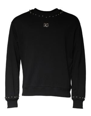 Schwarzer Pullover mit Logo und Nieten