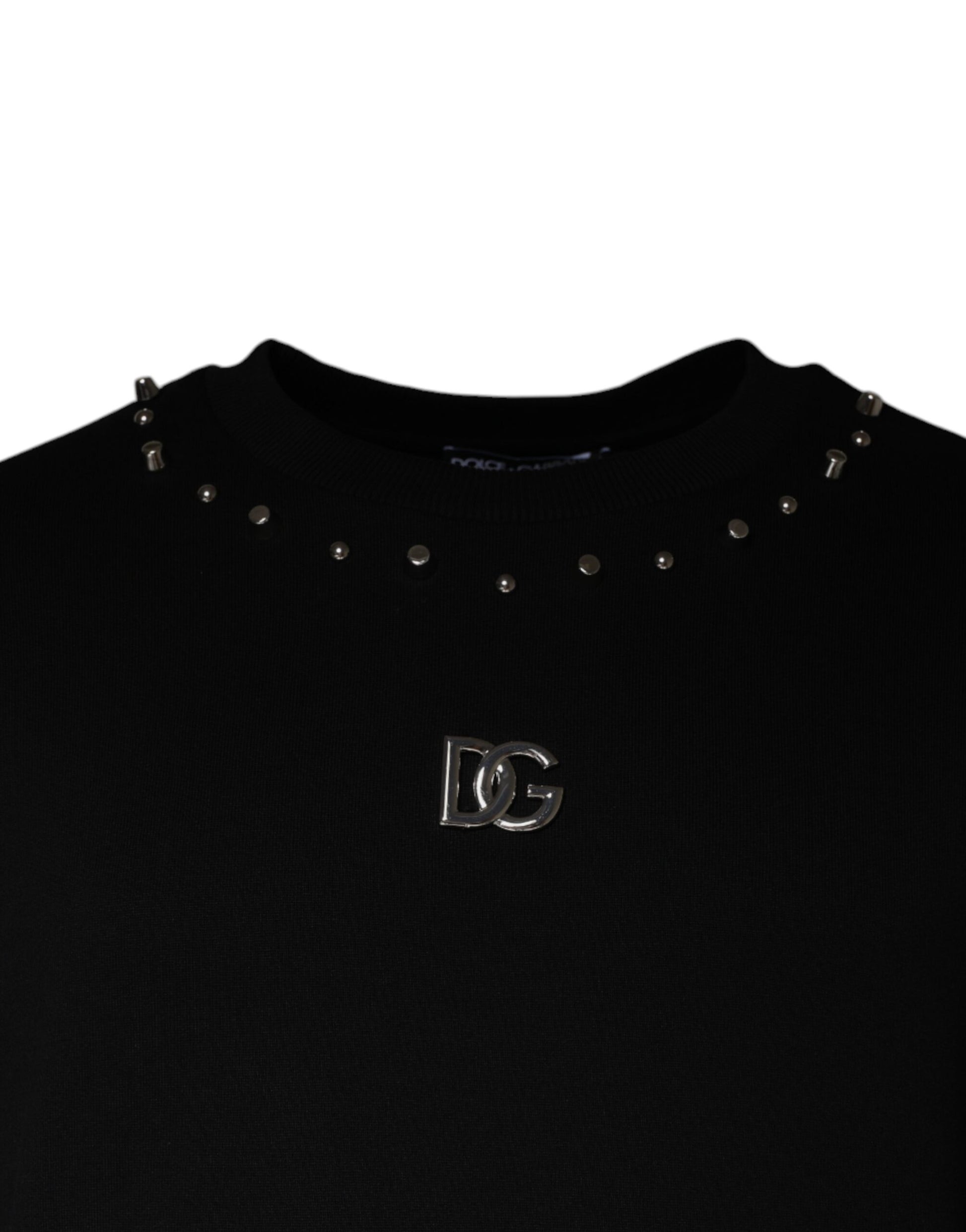Schwarzer Pullover mit Logo und Nieten