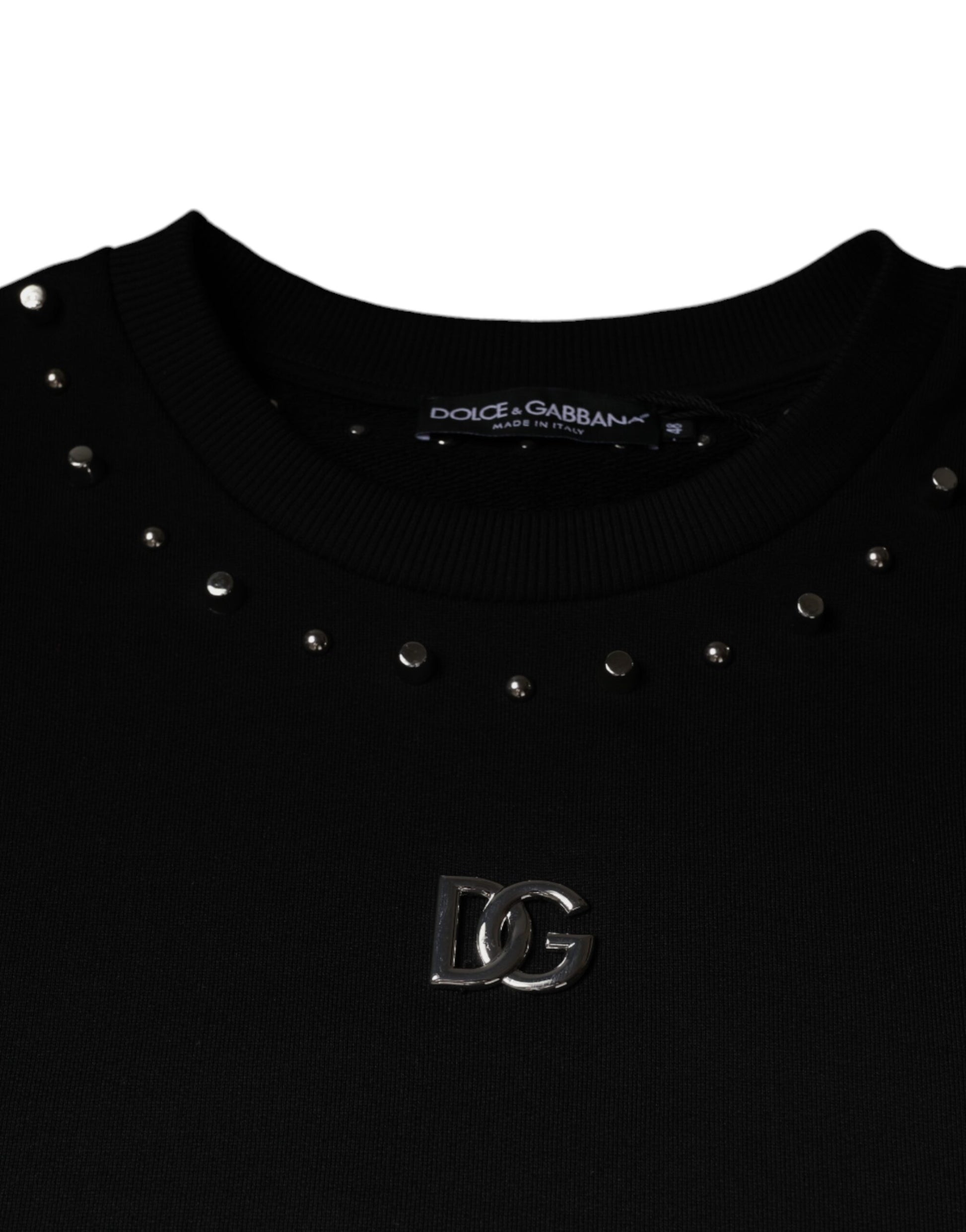 Schwarzer Pullover mit Logo und Nieten