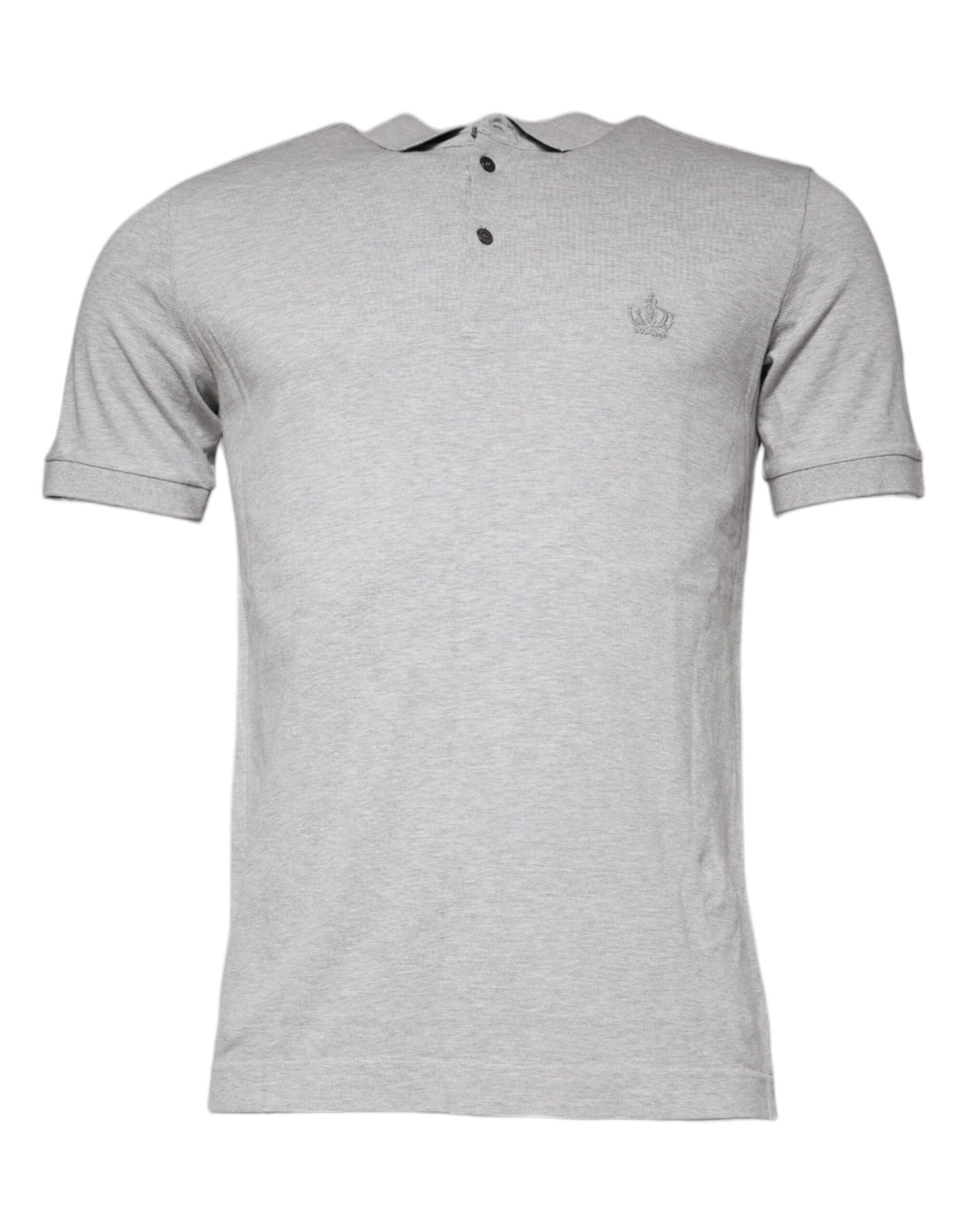 Graues Poloshirt mit Kragen und kurzen Ärmeln von Crown