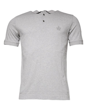 Graues Poloshirt mit Kragen und kurzen Ärmeln von Crown