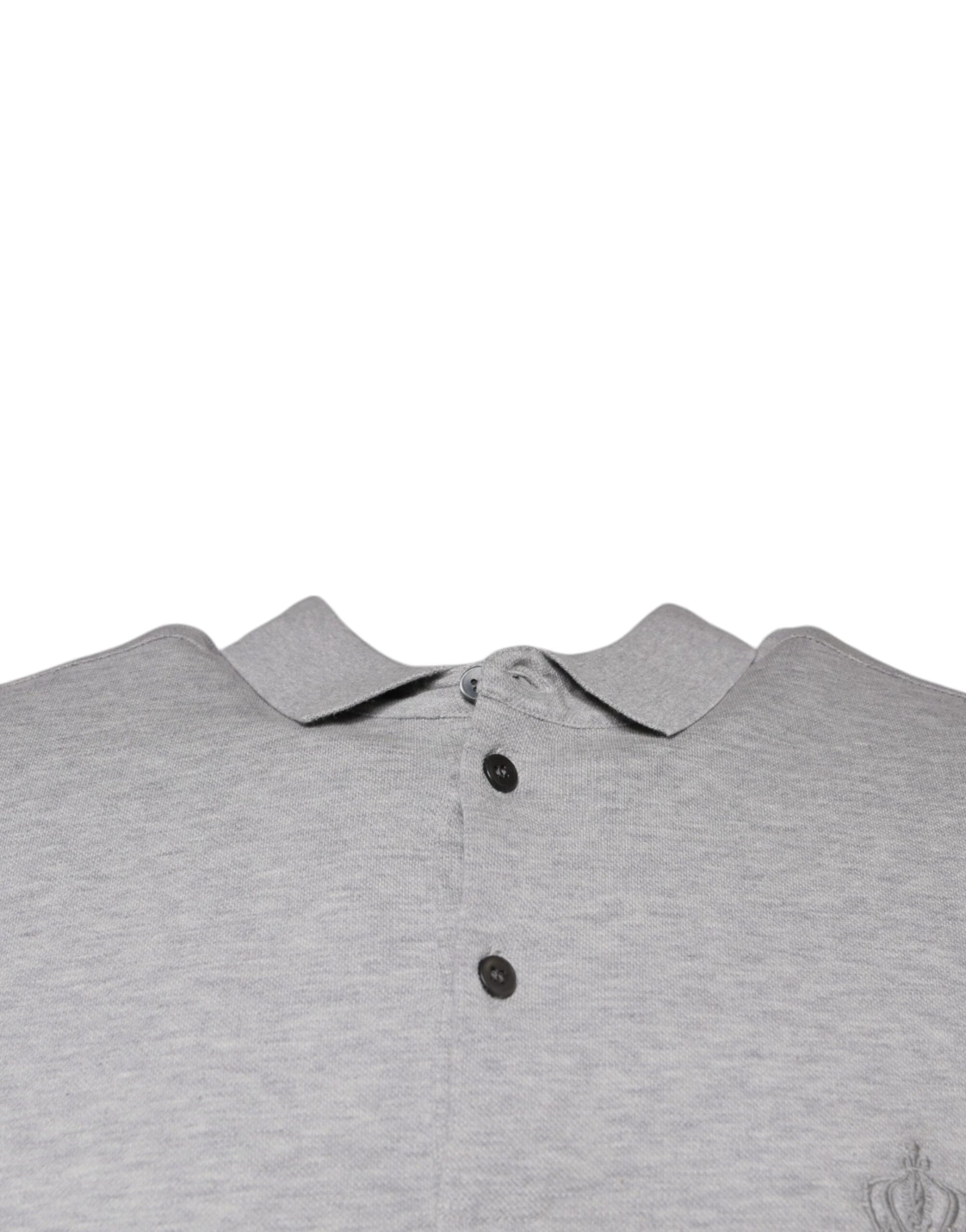 Graues Poloshirt mit Kragen und kurzen Ärmeln von Crown