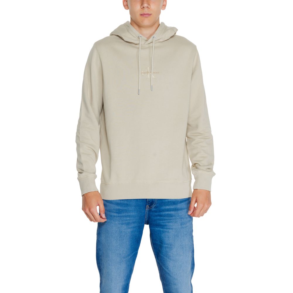 Beigefarbener Kapuzenpullover aus recycelter Baumwolle