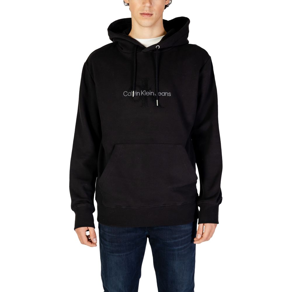 Schwarzer Kapuzenpullover aus Baumwolle