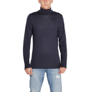 Blauer Rollkragenpullover aus Wolle
