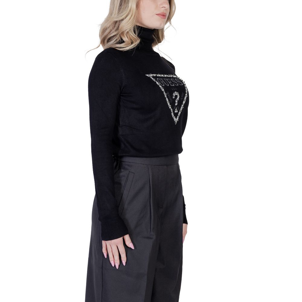 Schwarzer Rollkragenpullover aus Viskose