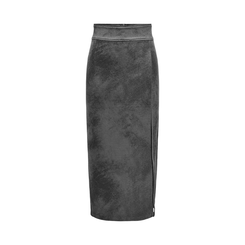 Only Gray Artificial Leather Skirt