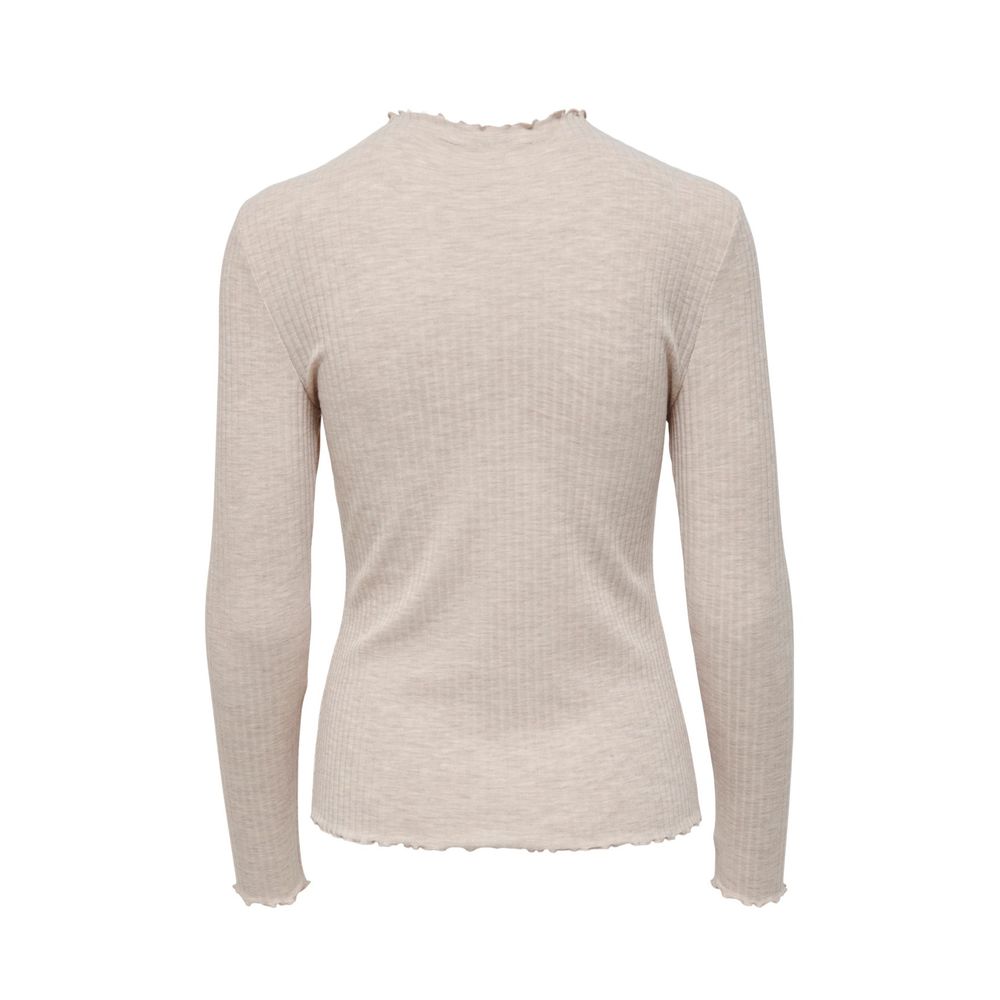 Beigefarbener Rollkragenpullover aus Polyester